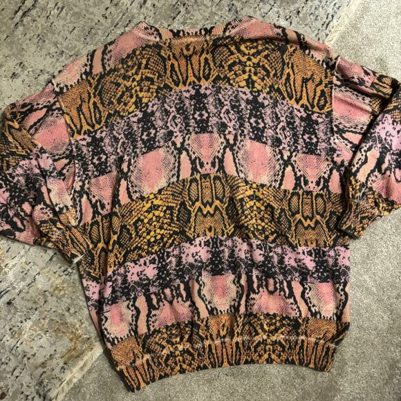 Free People Cosmos Snake Print Crewneck Sweater Top - Picture 6 of 7